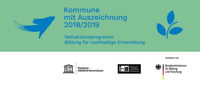 Logo Kommune mit Auszeichnung 2018/2019 Bildung für nachhaltige Entwicklung Logo Kommune mit Auszeichnung 2018/2019 Bildung für nachhaltige Entwicklung